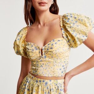 Abercrombie Yellow and Blue Floral Blouse